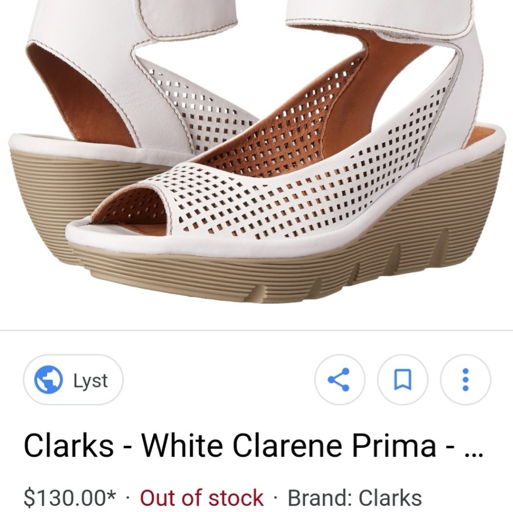 Clarks Clarene Prima White Wedge